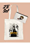 Harry Potter Themed Black and White Cloth Bag and Pen Holder Set