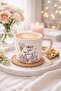 Porcelain Coffee Cup with Love You Written + Donut Keychain Gift – Cute Design Mug - 2