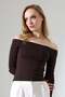 Women's Boat Neck Long Sleeve Off-Shoulder Blouse 22141 - 2