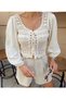 Süzene Knitted Knitwear Lace-Up Balloon Sleeve Blouse - 3