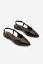 Women's Pointed Toe Open Back Strap Casual Ballerinas Tafiza Brown Croco - 6