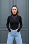 Finger Detailed Long Sleeve Flexible Women's Bodysuit - 5