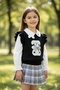 100% Cotton Bear Embroidered Knitwear Set Shirt Skirt Sweater 2Y,3Y,4Y,5Y Girls Black - 2