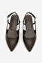 Women's Pointed Toe Open Back Strap Casual Ballerinas Tafiza Brown Croco - 7