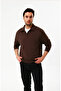 Polo Collar Organic Cotton Brown Men's Sweatshirt
