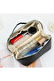 Quilted Travel Makeup Pouch with Handle Button Design - 2