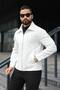 Self-Striped Jacket with Velvet Detailing on the Collar - 2