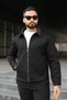 Self-Striped Jacket with Velvet Detailing on the Collar - 2