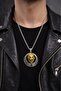 Lion Figured Zircon Stone Stainless Steel Men's Lion Necklace - 5