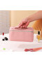 Quilted Travel Makeup Pouch with Handle Button Design - 3