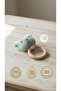 Natural Wooden Ring Teether and Rattle - Organic Cotton Baby Toy with Teddy Bear Figure - 2