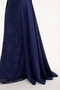 Women's Navy Blue Strapless Collar Lace Detail Long Evening Dress - 4