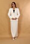 Jacket with Collar Pockets Modern Jacket & Long Pencil Skirt Women's Suit-White - 4