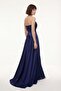 Women's Navy Blue Strapless Collar Lace Detail Long Evening Dress - 6