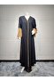 Stylish Abaya Robe with Featured Patchwork Sleeves and Cardigan Coat - 7