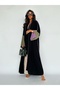 Stylish Abaya Robe with Featured Patchwork Sleeves and Cardigan Coat