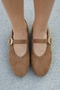 Tan Women's Buckled Elastic Easy-To-Wear Summer Dress Suede Dowry Bundle Ballet Flats B71Snav - 2