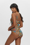 Women's Draped Patterned Gathering Swimsuit – Firmly Covered, Slimming Design - 2