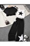 Summer Black Star Printed Girls' Strappy Crop 3-Piece Set