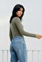 Women's Basic Long Sleeve Crew Neck Lycra-Free Slim Fit T-Shirt - 6