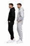 Men's Black-Grey 2-Piece Set Hooded Tracksuit Set Winter Kangaroo Pocket Cotton Lining - 2