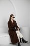 Women's Knee-Length Cashmere Coat with Pockets and Belted Waist - 6