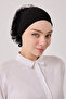 Black Turban Hijab with Sewn Ruffles - 2