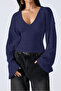Women's V-Neck Long-Sleeve Waist-Fitted Blouse - 5