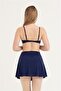 Women's Navy Blue Skirt with Shorts - 3