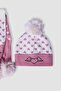 Girl's Pink Pompom Scarf Beret Set - 3