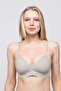 Women's Gray Double-Breasted Laser Cut Gathering Bra - 2