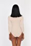 Women's Skin Combed Cotton Modal Open Collar Long Sleeve Snap Fastener Bodysuit - 2