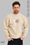 Unisex Bubu Dudu Printed Crew Neck Hoodless Oversized 100% Cotton Combed Cotton Sweatshirt - 4