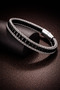 Men's Steel Bracelet with Natural Onyx Stone, Braided Chain Model, Men's Tag - 3
