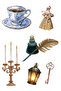 Mixed Vintage Figures 200Pcs Sticker Set (10 Sheets) Antique Items, Old Style Fashion Stickers - 3