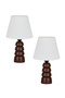 Verzade Model Brown Wooden Body 2-Piece White Headboard Lampshade - 4