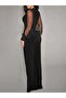 Women's Long-Sleeve Double-Breasted Collar Viscose Romper with Tulle Sleeves - 2
