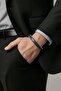 Leather Men's Hematite Bracelet Handmade Navy Blue Color - 2