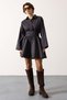 Women's Navy - Brown Cuff Belt Tie-Detail Woven Dress - S - 3