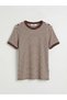 Lcw Kids Crew Neck Glittery Striped Girls' T-Shirt