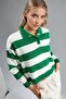 My Fashion Striped Polo Collar Knit Sweater