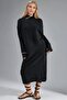 My Fashion Polo Neck Ribbed Midi Knitted Dress