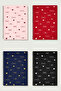 Heart Themed 4-Piece Set A5 Metal Spiral Unlined Cardboard Cover Heart Themed 4-Piece Set Notebook