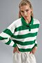 My Fashion Striped Polo Collar Knit Sweater - 4