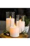 Set of 3 LED Flameless Glass Candles with Dancing Artificial Flames – Clear