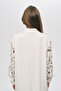 Women's Floral Embroidered Oversize Viscose-Linen Shirt - 5