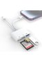 قارئ بطاقات SD لأجهزة iPhone/iPad، محول بطاقة ذاكرة إلى قارئ بطاقات SD/TF، ​​مزود بموصل Lightning + USB-C.