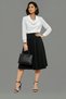 Women’s Black Midi Length High-Waist A-Line Flared Skirt - 3