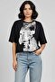 Women's Oversize Metallic Abstract Printed 100% Cotton T-Shirt Vy-Eb11 - 2