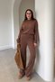 Premium Knitted Two-Piece Suit with Hood - Brown - 2